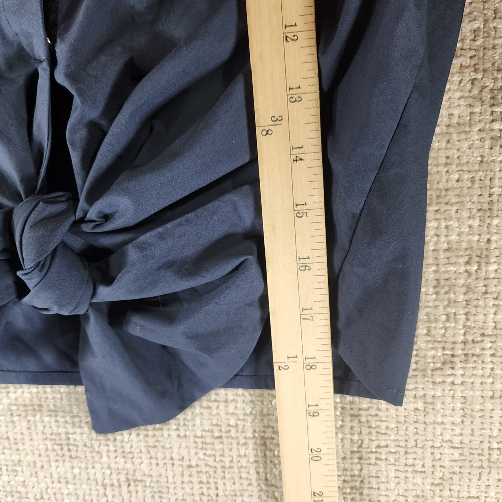 Stelen Knot Front Blouse Long Sleeve Womens S Navy 100% Cotton Button Up *Flaw - Picture 6 of 13